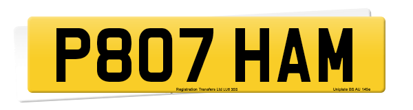 Registration number P807 HAM